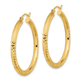 14k Polished Satin and Diamond-cut Hoop Earrings TF1041