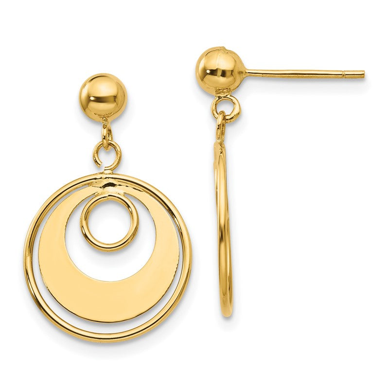 14k Circle Dangle Post Earrings YE1423