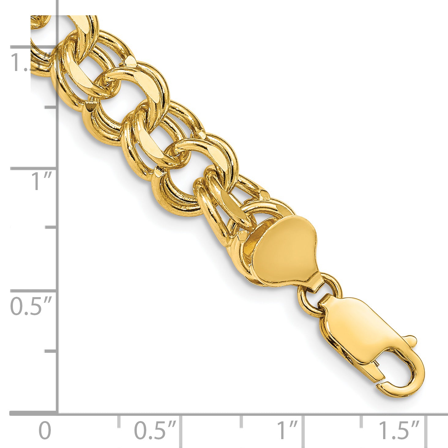 14k 10mm Solid Double Link 7 inch Charm Bracelet DO508