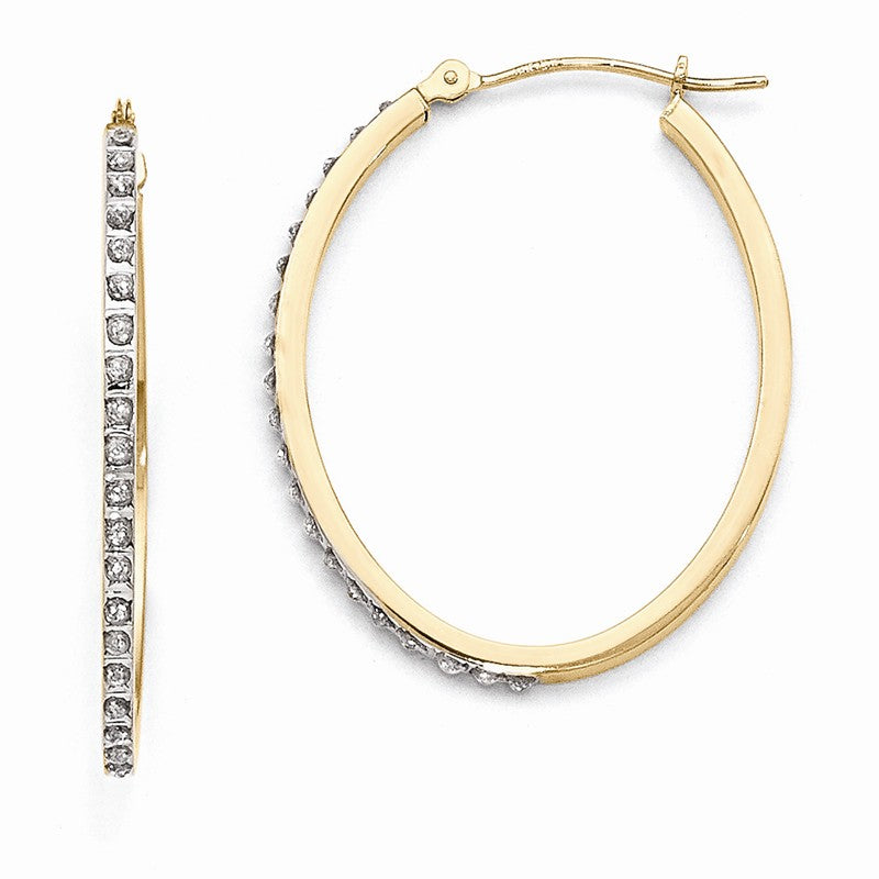 14k Diamond Fascination Diamond Dust/Accent 2x31mm Oval Hoop Earrings DF110