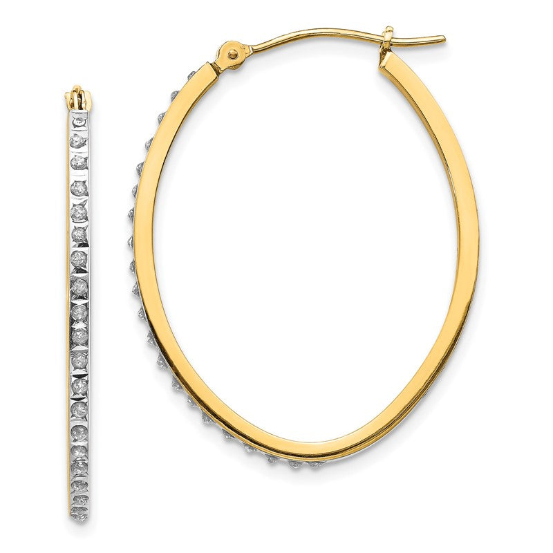 14k Diamond Fascination Diamond Dust/Accent 2x31mm Oval Hoop Earrings DF110