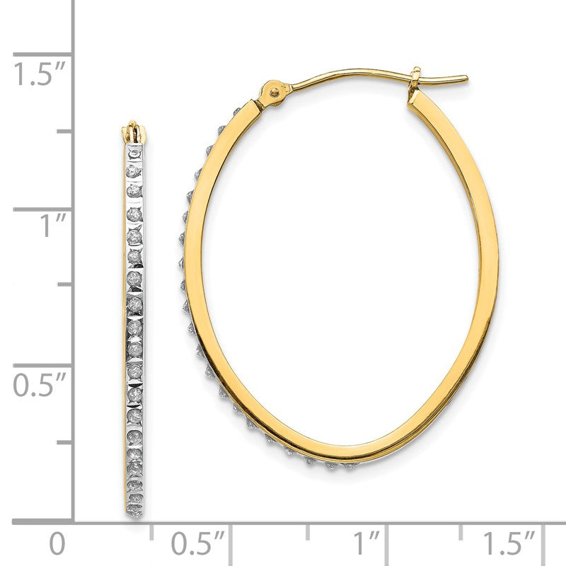 14k Diamond Fascination Diamond Dust/Accent 2x31mm Oval Hoop Earrings DF110