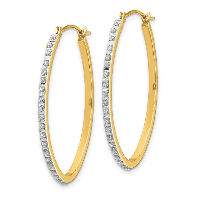 14k Diamond Fascination Diamond Dust/Accent 2x31mm Oval Hoop Earrings DF110
