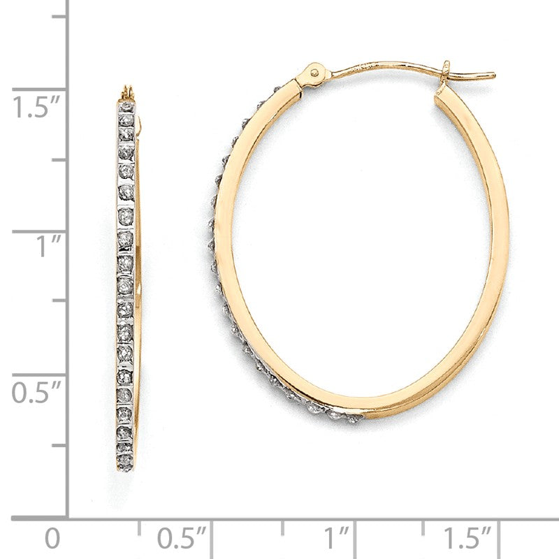 14k Diamond Fascination Diamond Dust/Accent 2x31mm Oval Hoop Earrings DF110