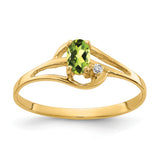 14k 5x3mm Oval Peridot and AAA Diamond Ring X9712PE/AAA