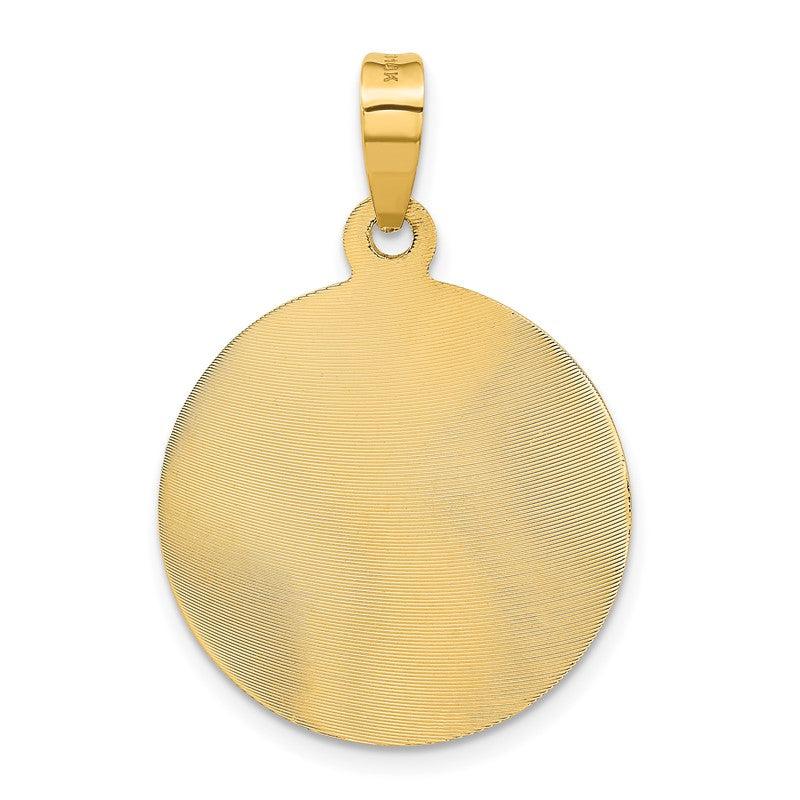 14K Polished Diamond-cut Large Solid Our Lady Of Guadalupe Round Pendant K5632