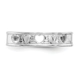 14k White Gold Polished with Hearts Toe Ring K5106