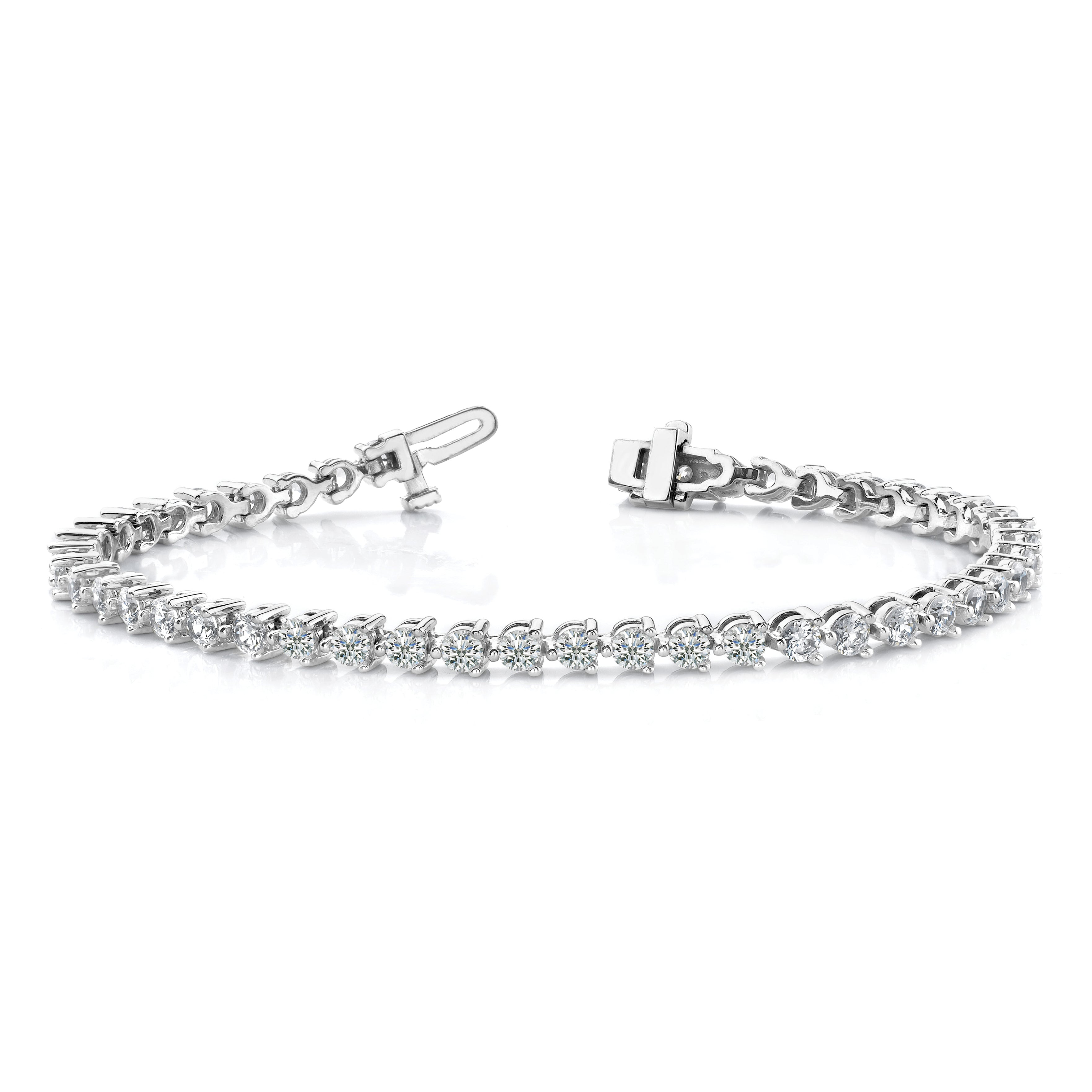 14k White Gold Complete 8.5 carat Round A Diamond 3-prong 7 inch Tennis Bracelet X2843WA