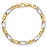 14K Two-tone 18 inch 6.1mm Hand Polished Fancy Link with Fancy Lobster Clasp Chain LK488