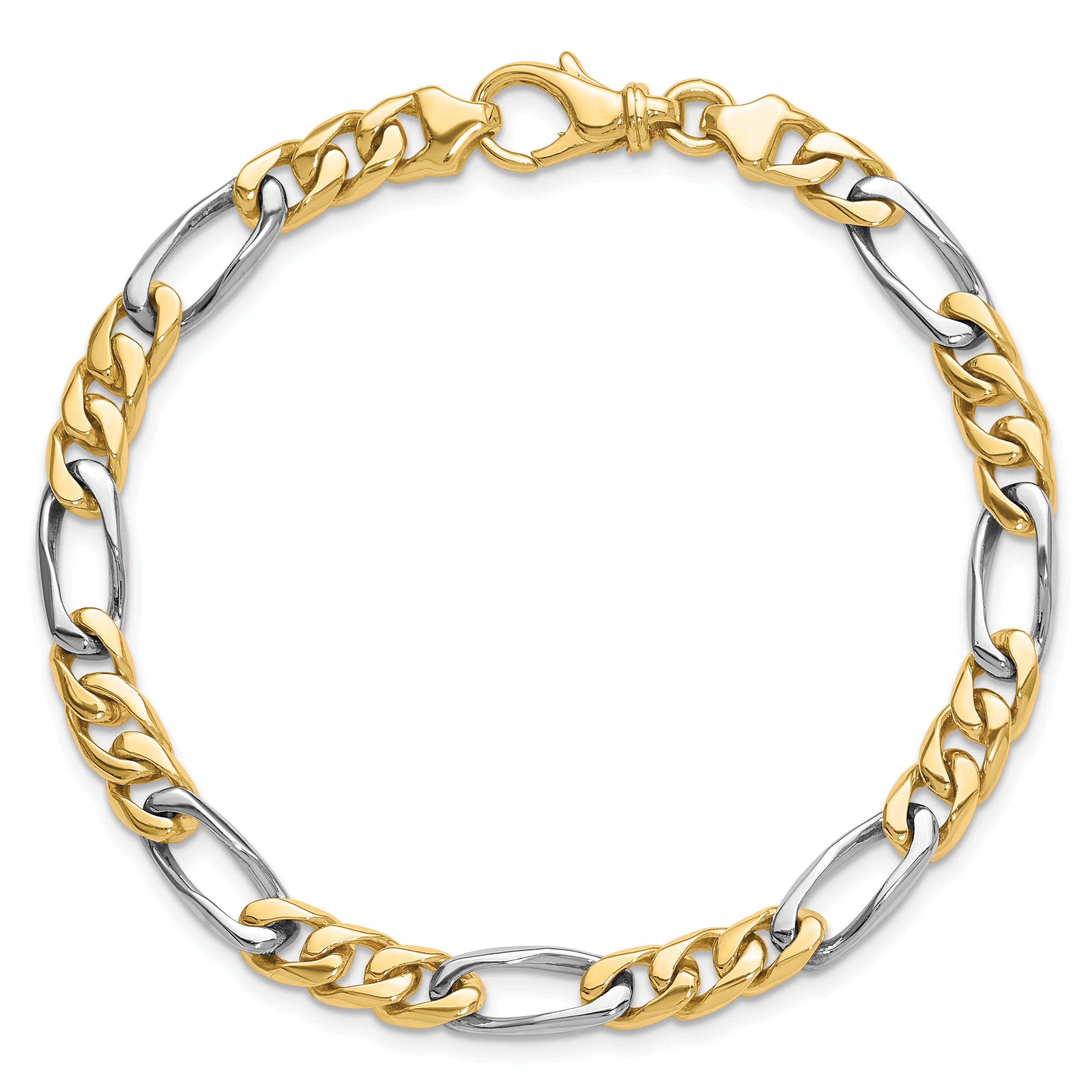 14K Two-tone 18 inch 6.1mm Hand Polished Fancy Link with Fancy Lobster Clasp Chain LK488
