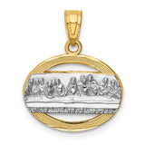 14K and White Rhodium The Last Supper Oval Pendant C4772