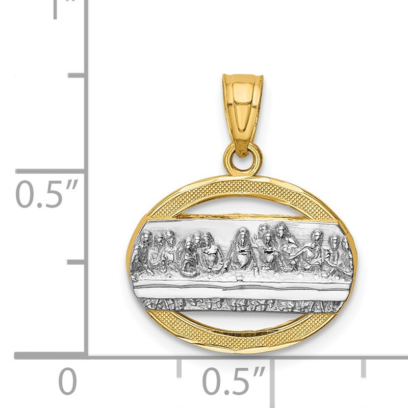 14K and White Rhodium The Last Supper Oval Pendant C4772