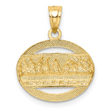 14K and White Rhodium The Last Supper Oval Pendant C4772