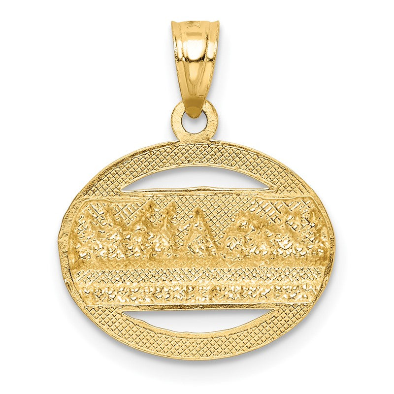 14K and White Rhodium The Last Supper Oval Pendant C4772
