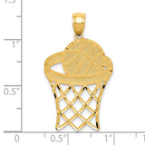 14k Basketball in Hoop Diamond Cut Pendant C3584