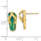 14k Polished with Lab Created Blue Opal Flip-Flop Post Earrings TC984