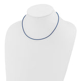 14k Yellow Clasp 1.6mm 16 inch Royal Blue Leather Cord Necklace XG255