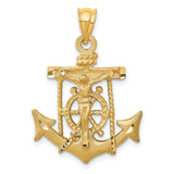 14k Satin Diamond-cut Mariners Crucifix Pendant C141