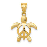 14k Peace Sign Turtle Pendant K4879