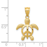 14k Peace Sign Turtle Pendant K4879