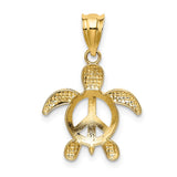 14k Peace Sign Turtle Pendant K4879