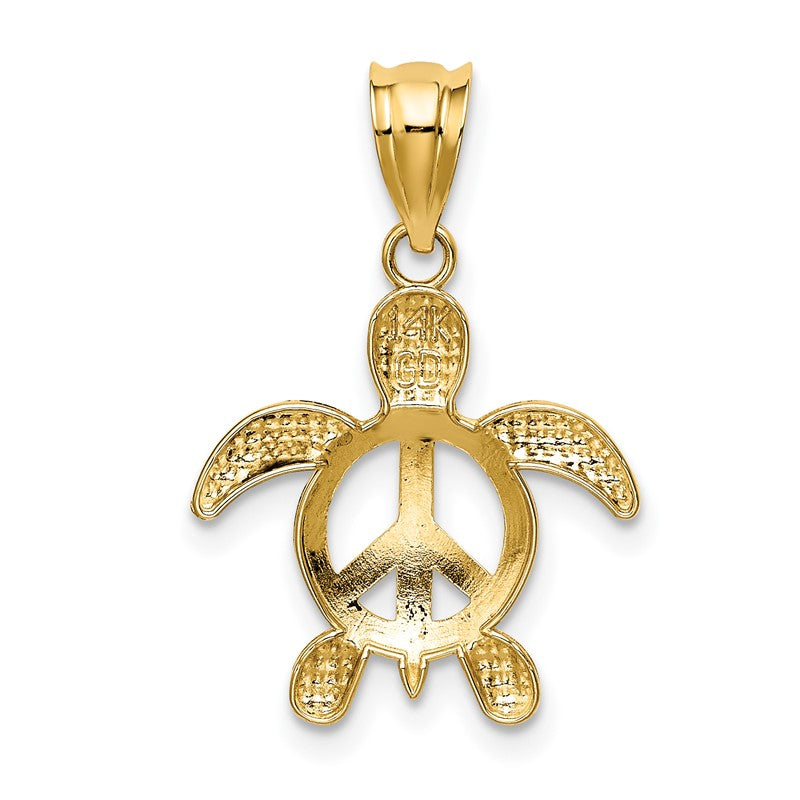 14k Peace Sign Turtle Pendant K4879