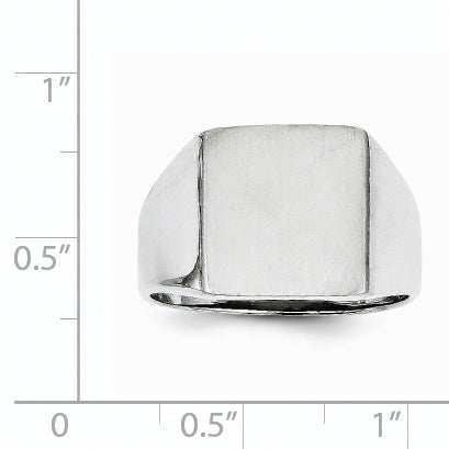 14k White Gold 13.0x13.5mm Open Back Satin Mens Signet Ring RS613