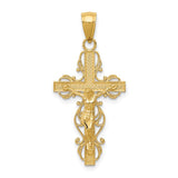 14K Polished Crucifix with Lace Trim Pendant K5567