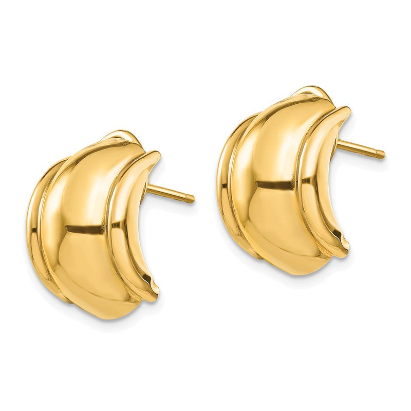 14k 12x17mm Polished Fancy Omega Back Post Earrings H580