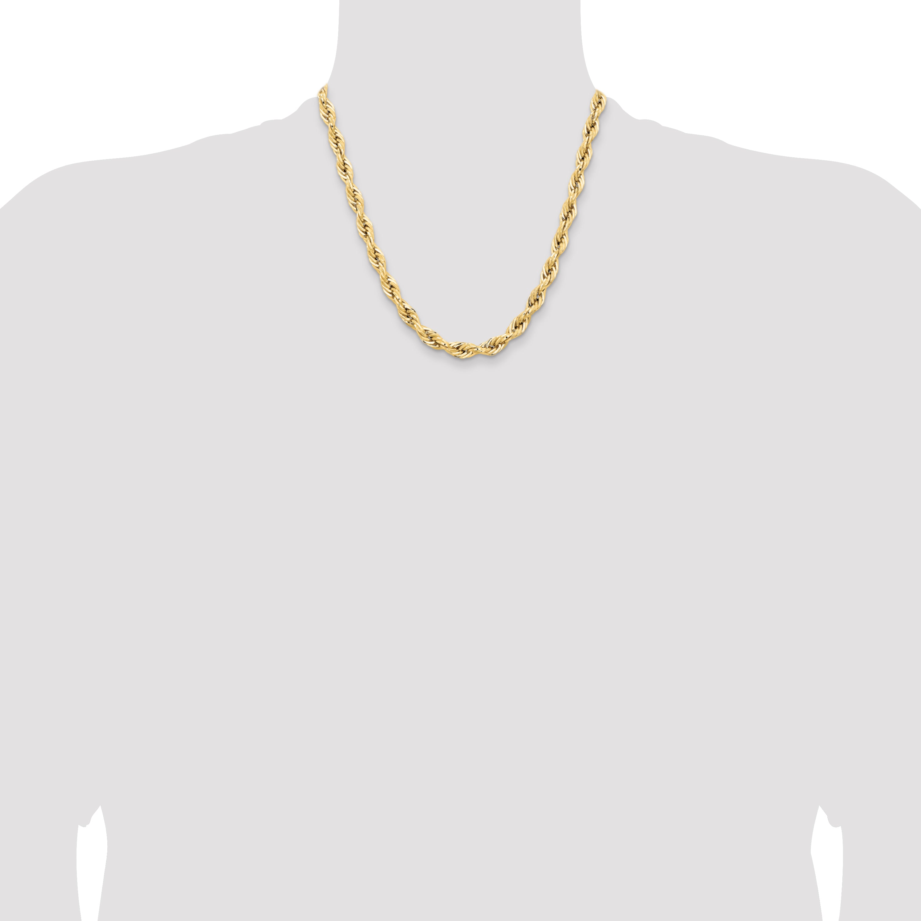 14K 18 inch 7mm Semi Solid Rope with Lobster Clasp Chain BC194