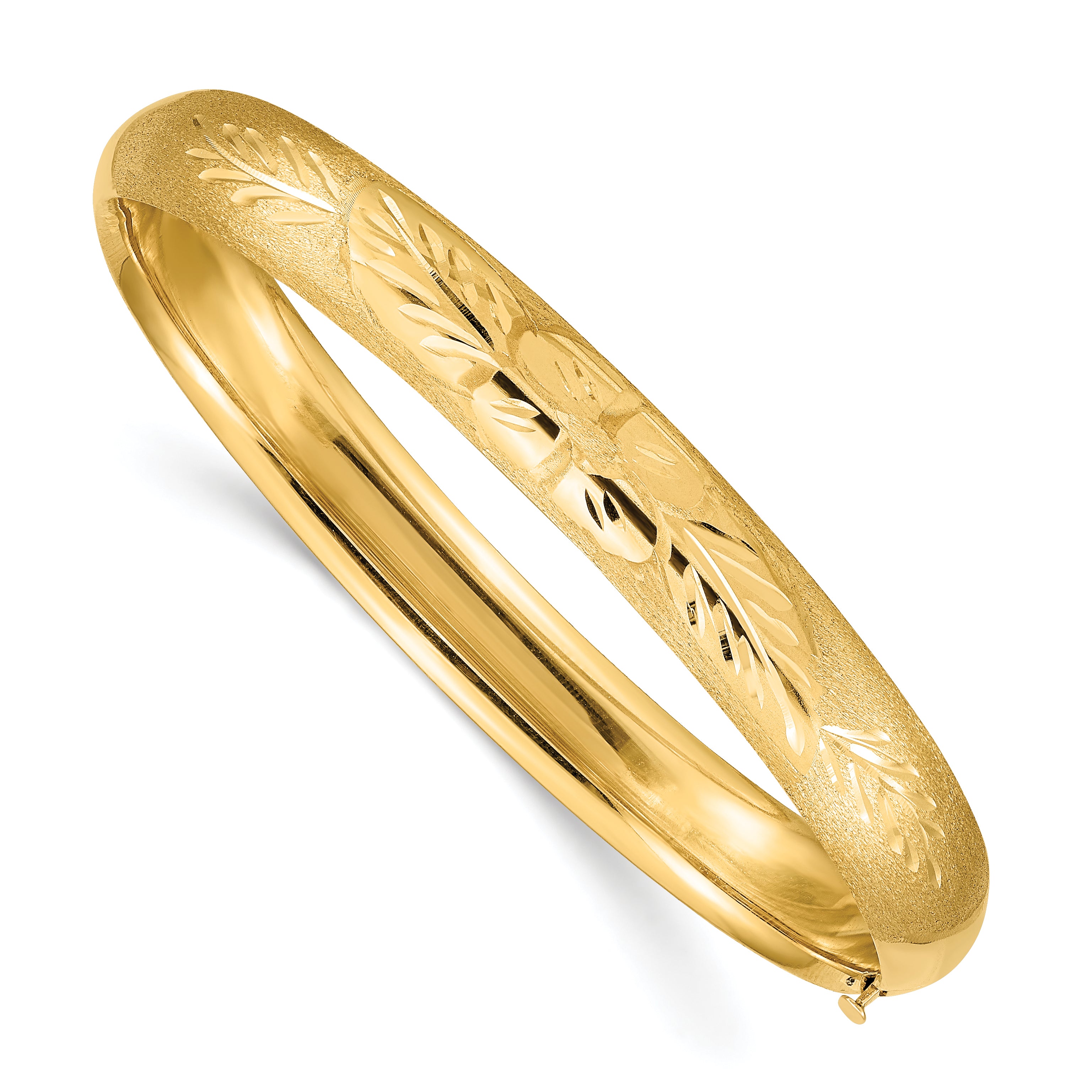 14k 5/16 Oversize Florentine Engraved 8.00mm Hinged Round Bangle Bracelet FE5/16O
