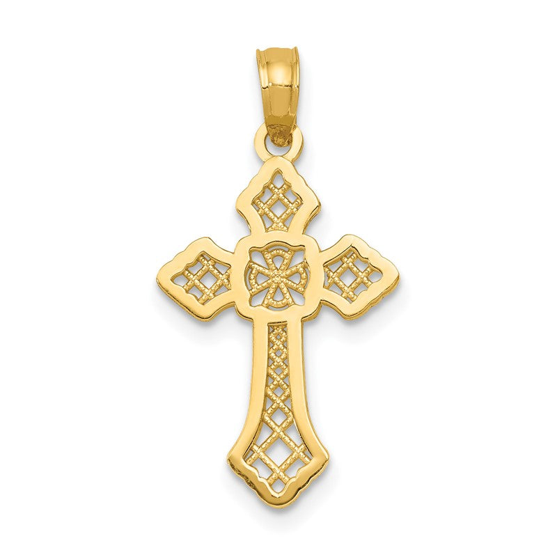 14K Polished Passion Cross with Lacey Center Pendant K5457