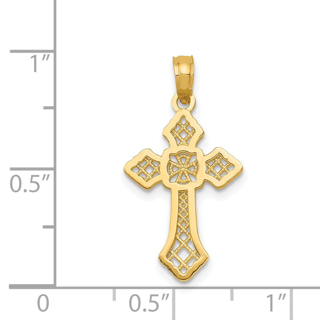 14K Polished Passion Cross with Lacey Center Pendant K5457