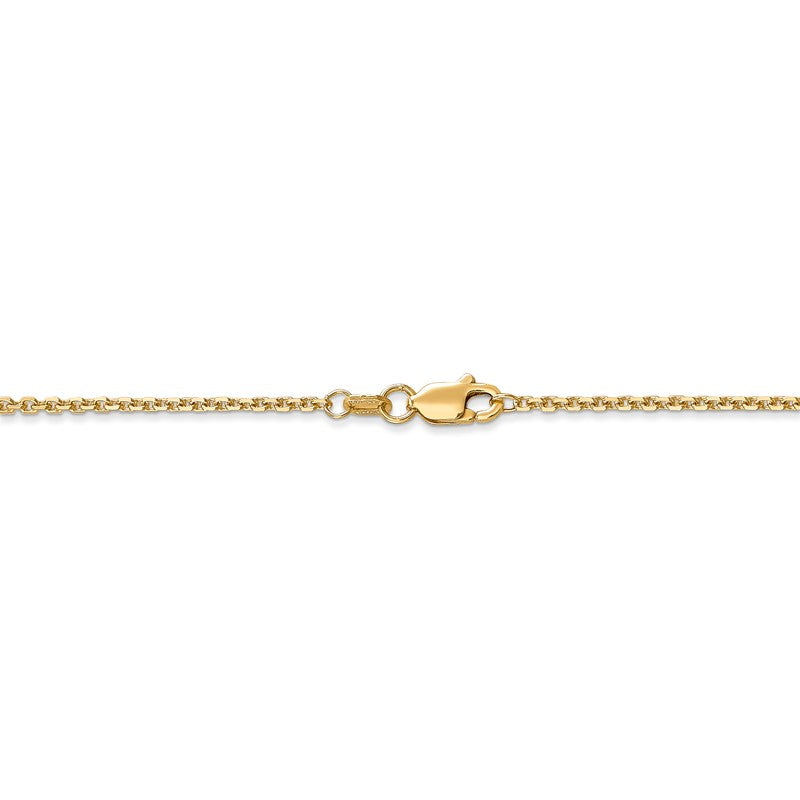 14K 14 inch 1.45mm Solid Diamond-cut Cable with Lobster Clasp Chain PEN140