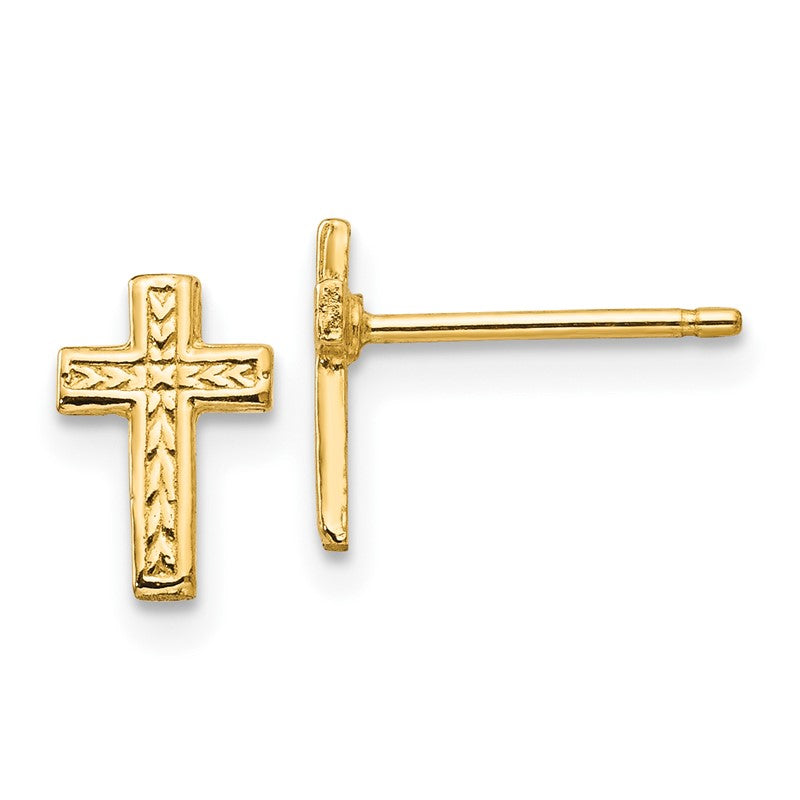 14k Small Polished Cross Post Earrings TC628