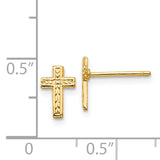 14k Small Polished Cross Post Earrings TC628