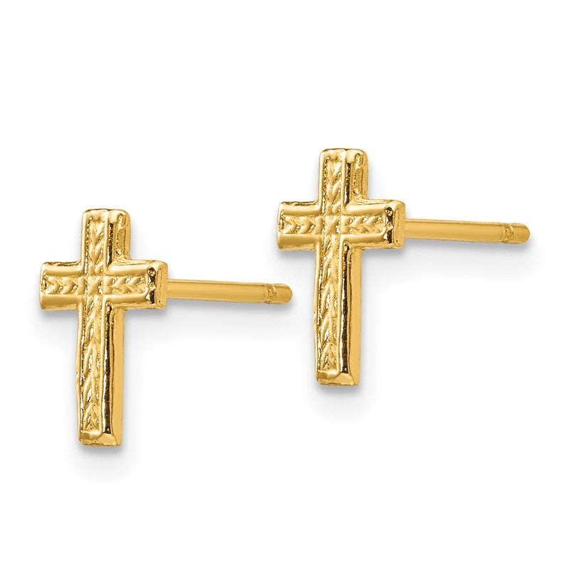 14k Small Polished Cross Post Earrings TC628