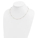 14k Tri-color Polished Diamond-cut Beads 18 inch Station Necklace SF2270