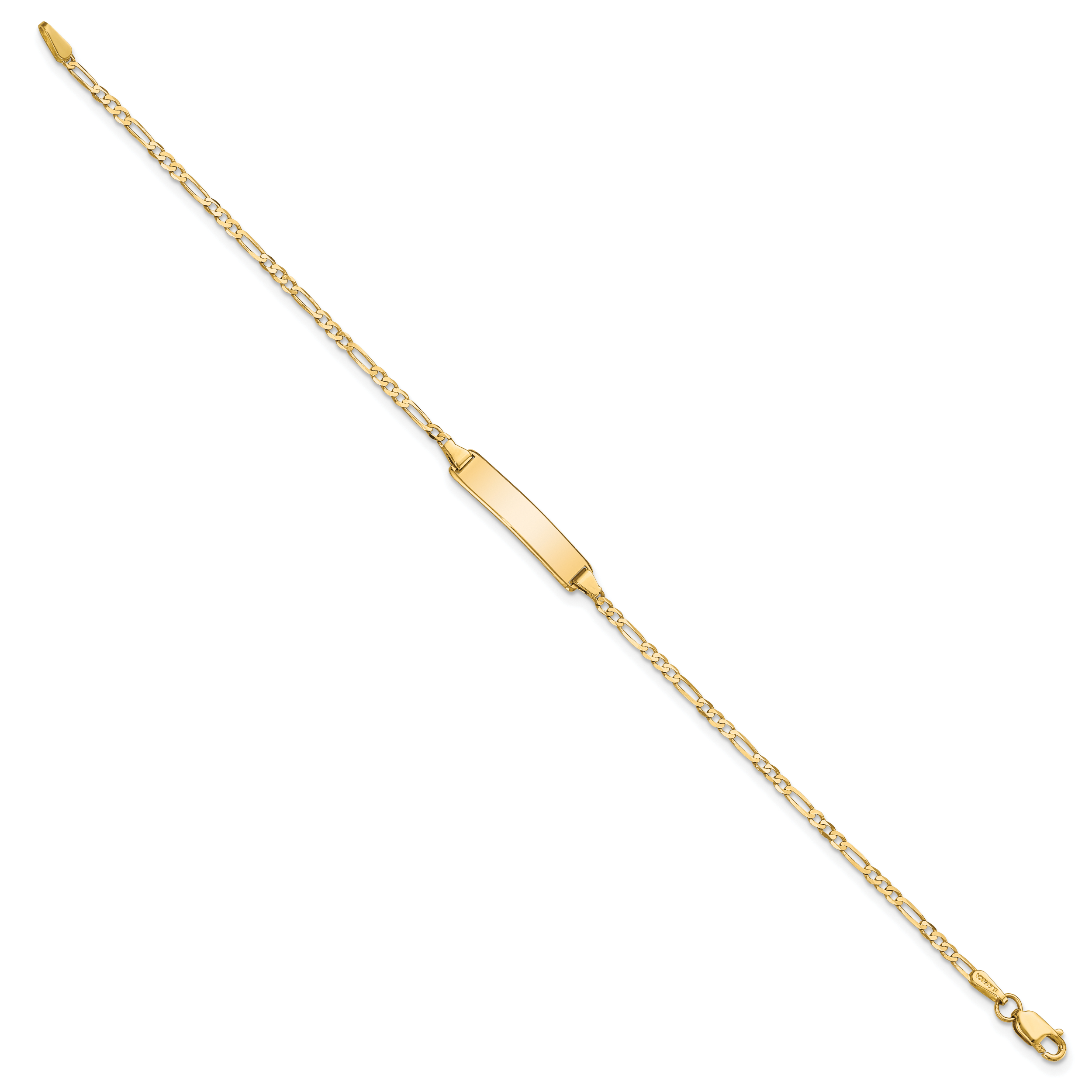 14k Polished Solid Chain/Solid Plate Flat Figaro Link 19.5x4.5mm Plate 7 inch ID Bracelet LID72
