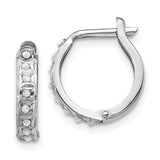 14k White Gold Diamond Fascination Diamond Dust/Accent 2x13mm Round Hinged Hoop Earrings DF169