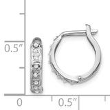 14k White Gold Diamond Fascination Diamond Dust/Accent 2x13mm Round Hinged Hoop Earrings DF169
