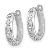 14k White Gold Diamond Fascination Diamond Dust/Accent 2x13mm Round Hinged Hoop Earrings DF169