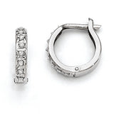 14k White Gold Diamond Fascination Diamond Dust/Accent 2x13mm Round Hinged Hoop Earrings DF169