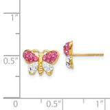 14k Pink and White Crystal Butterfly Post Earrings YE1607