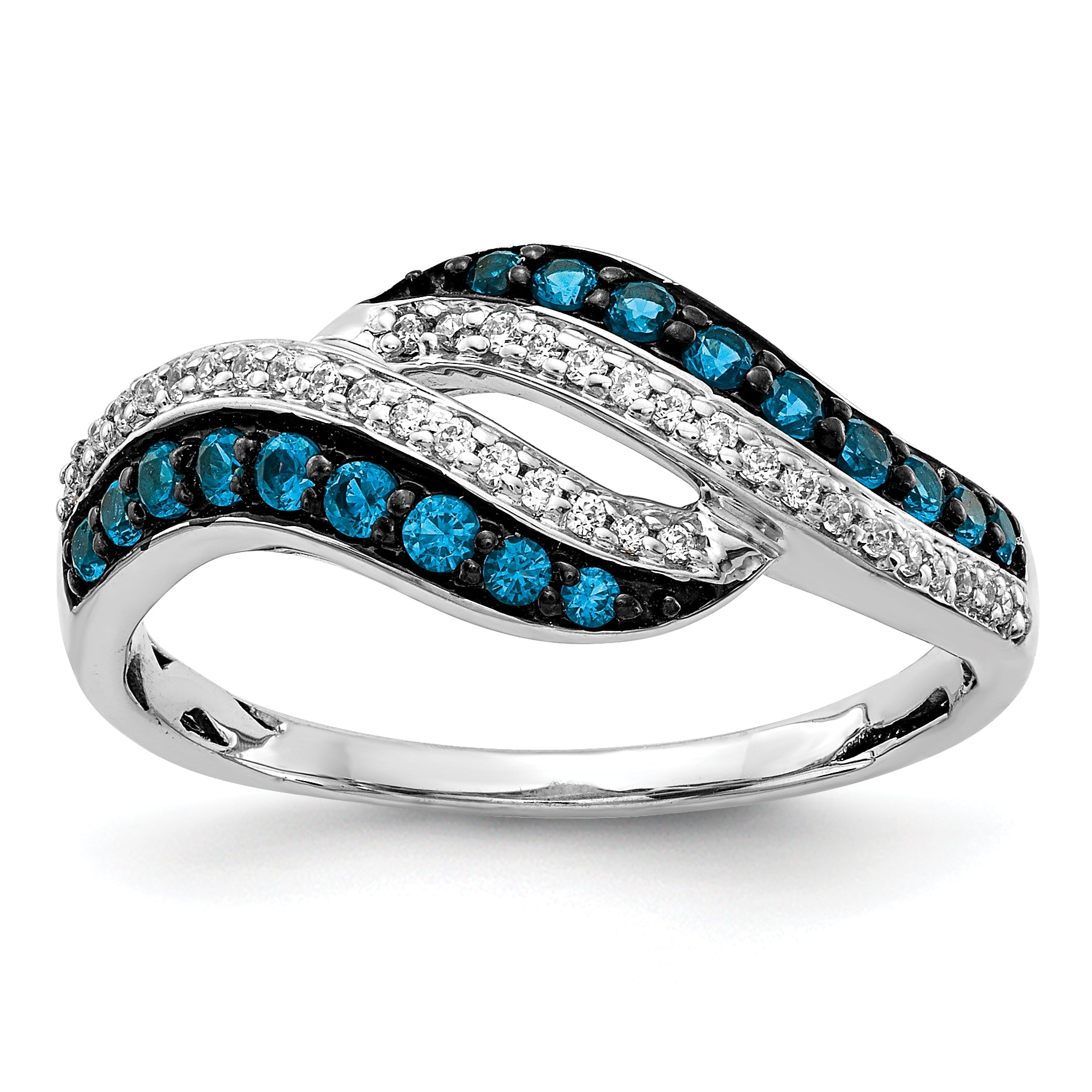 14k White Gold 1/2 carat Blue and White Diamond Swirl Ring RM5681