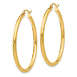 14K 2.5x40mm Polished Lightweight Tube Hoop Earrings T925L