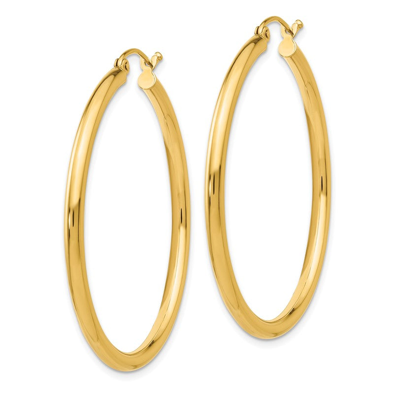 14K 2.5x40mm Polished Lightweight Tube Hoop Earrings T925L