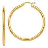 14K 2.5x40mm Polished Lightweight Tube Hoop Earrings T925L