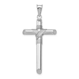 14K White Gold with Center Wrap Tube Cross Pendant K6196