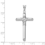 14K White Gold with Center Wrap Tube Cross Pendant K6196